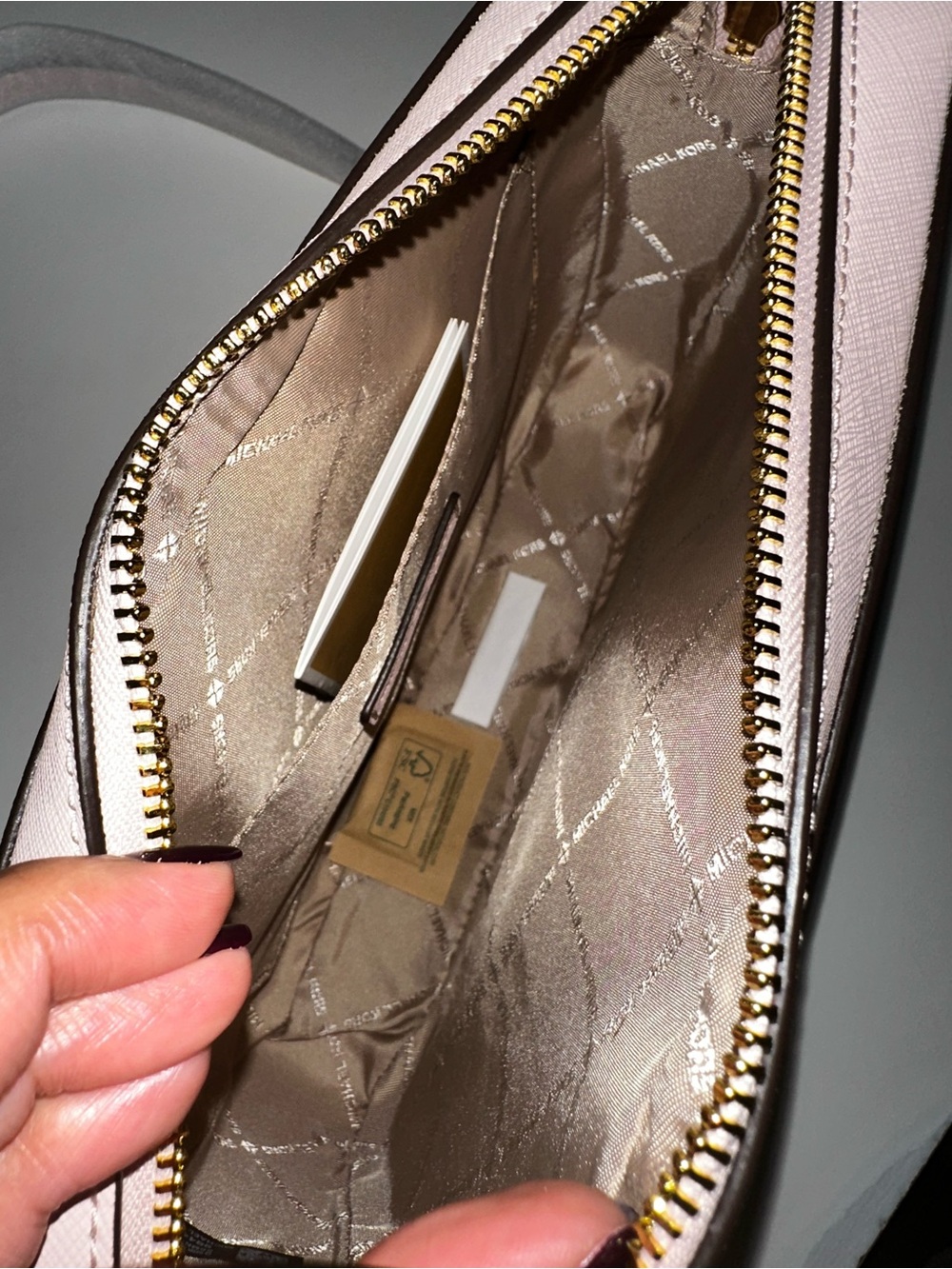 NWT Michael Kors Jet Set Large Powder Blush Saffiano Leather Crossbody - Picture 7 of 8